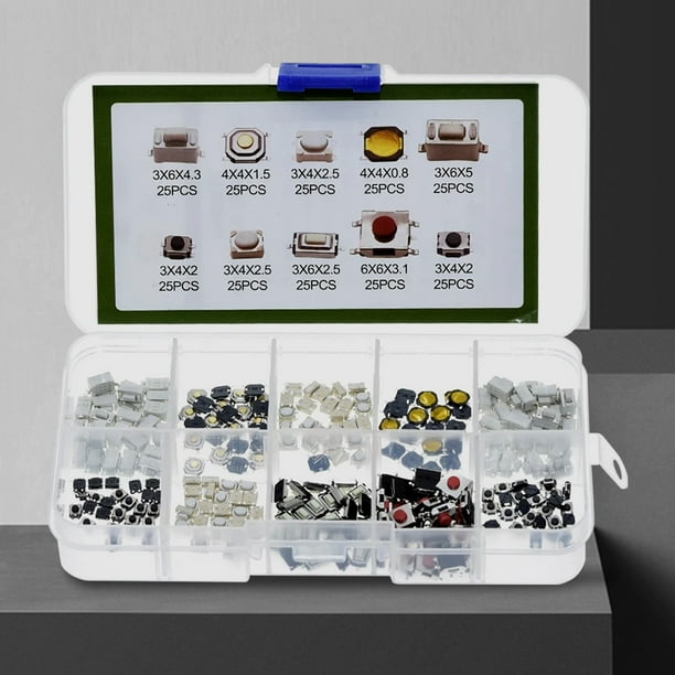 250 unids/caja 10 tipos de kit de microinterruptor táctil interruptor de botón pulsador Atile para tableta Hugtrwg Para estrenar