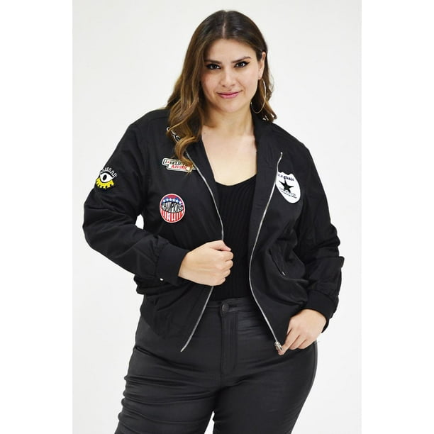 Chaqueta bomber Roman Fashion /Tallas Extras, 1532 (Negro) negro 42 Roman Fashion CH-TS-1532-NEGRO