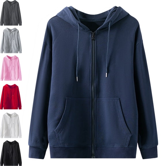 Danhjin Zipper Hoodies for Adult Unisex Comfy Casual Jackets Fall Long Sleeve Winter Dailywear Sweatshirts Fashion Solid Color Outwear Coat