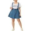 MODA NOVA Juniors Plus Size Adjustable Strap Cross Back Denim Suspender Skirt Light Blue 1X