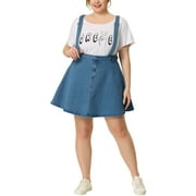 MODA NOVA Juniors Plus Size Adjustable Strap Cross Back Denim Suspender Skirt