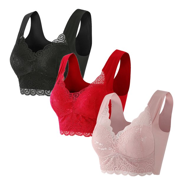 ameIAEA 3Pcs Womens Push Up Plus Size Bras Full Coverage No Underwire Comfortable Everyday Bra