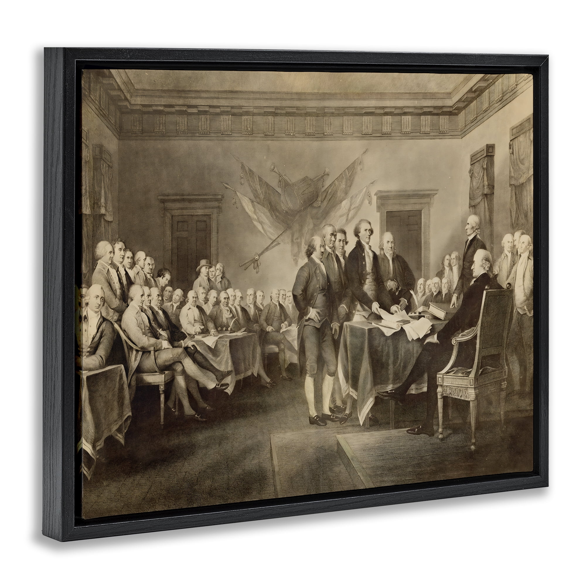 Stupell Industries Historical Signing Of Declaration Black Framed Floater Canvas Wall Art, design by Arlington Prints