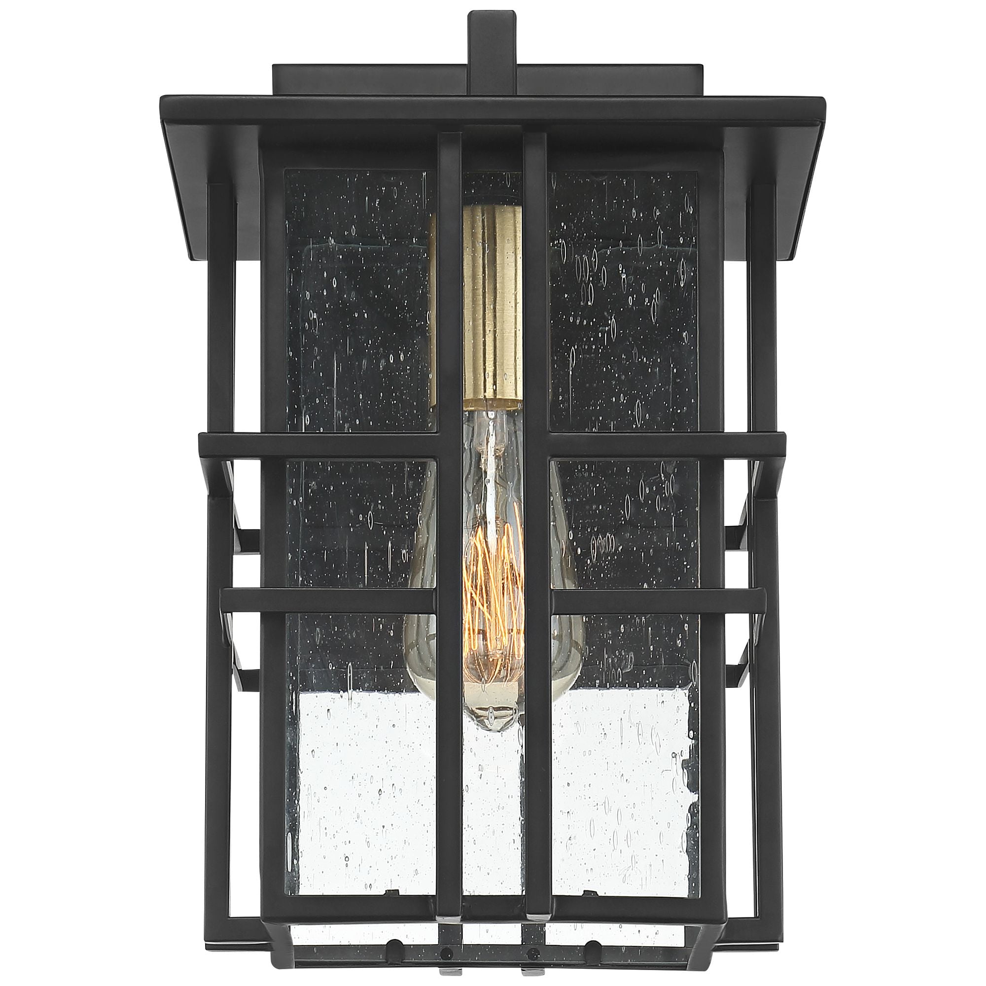 Possini Euro Design Arley Modern Industrial Outdoor Wall Light Fixtures Set of 2 Black 12" Seedy Glass for Post Exterior Barn Deck House