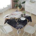 thumbnail image 6 of Marble Black Table Cloth Waterproof Tablecloths, Abstract Gold White Brick Stone Motif Tablecloth Dining Table Cover for Kitchen Party Tabletop Outdoor, Square Tablecloth 60x60 Inch, 6 of 9