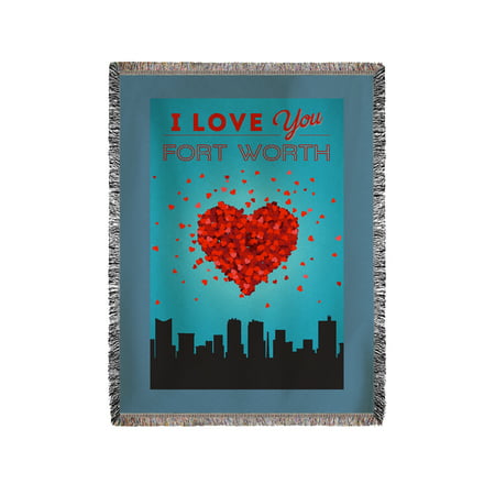 I Love You Fort Worth, Texas - Lantern Press Artwork (60x80 Woven Chenille Yarn