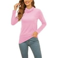 thumbnail image 1 of Blouse à Col Roulé Manches Longues Décontractée Grande Taille pour Femmes Automne Hiver Chandail Fin T-Shirt Col Montant Basique, 1 of 6