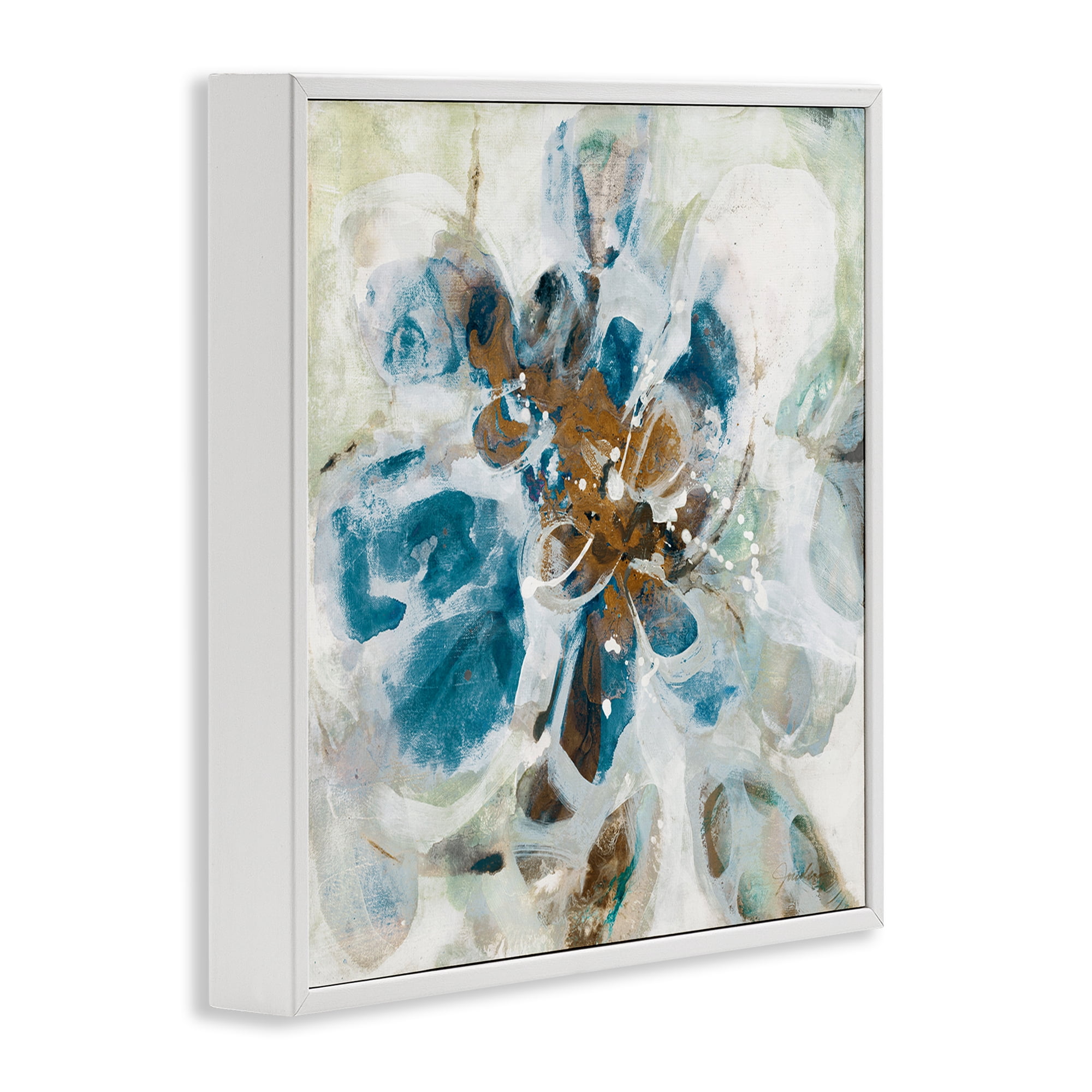 Stupell Industries Distorted Splatter Abstraction Abstract Painting White Framed Art Print Wall Art, 12 x 12