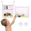 Toplive 2 x Mesh Bath Toy Organizer, Bath Toy Storage for Baby Bath Toys, Hanging Bath Toy Holder With 6 Ultra Strong Suction Hooks for Bathtub Toys, Bath Toys & More-Pink