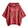 thumbnail image 5 of Oversized Football Sweatshirts for Women 3/4 Sleeve Hoodie Sweatshirts Trendy Fleece Graphic Hoodie Y2K Pullover Sweater Soft Game Day Mom Shirts Daily Travel Outfits, Watermelon Red 3XL, 5 of 5