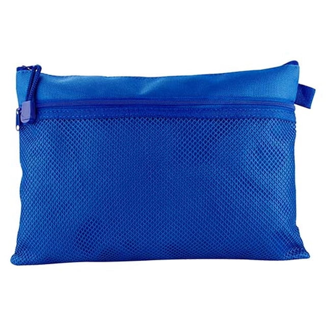 Estuche porta lápices con bolsillo de malla exterior azul 29 x 20