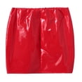 thumbnail image 5 of YONGHS Womens High Waist Elastic Bodycon Pencil Skirts PVC Leather Slim Fit Mini Skirts Red S, 5 of 7