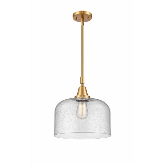 447-1S-SG-G74-L Innovations Lighting Bell - 1 Light Stem Hung Mini Pendant In Industrial Style-14.13 Inches Tall and 12 Inches Wide-Satin Gold