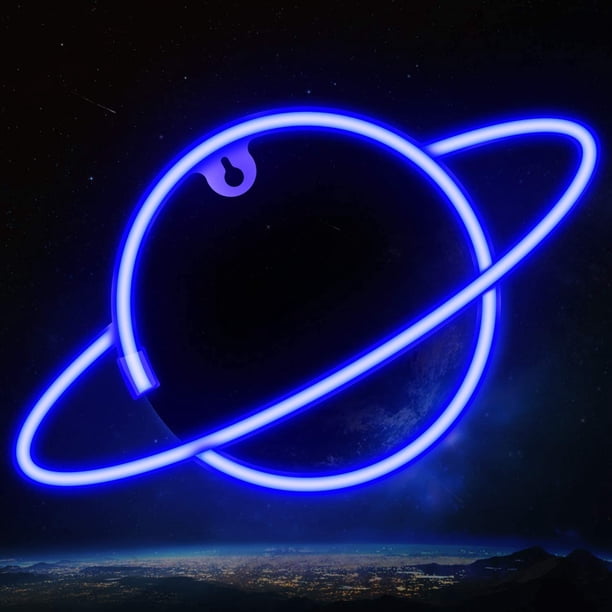 Planet Neon Signs LED Night Light Luces de neón Carga USB / Luces de pared de neón con pilas Luces decorativas de neón para el hogar Dormitorio Bar / Navidad / Boda / Fiesta de cumpleaños Xemadio WMZL-642-3