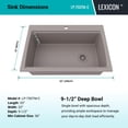 thumbnail image 3 of 32" x 22" Workstation Sink, Single Bowl Kitchen Sinks, Drop in Kitchen Sink, Granite Composite Kitchen Sink, Quartz Undermount Sink, Galaxy Concrete Kitchen Sink, Grid, Strainer, Flange LP-750TM-C, 3 of 7