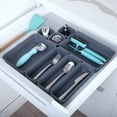 thumbnail image 2 of Interlocking Drawer Organizer - 8 Piece Set - BPA Free - Utensils, Flatware, Office, Personal Care, or Makeup Storage - Kitchen - Graphite Gray, 2 of 7
