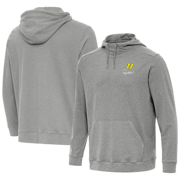 Men's-Antigua  Heather Black Denny Hamlin Cloud Pullover Hoodie