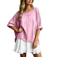 thumbnail image 2 of Asgosdo Womens 2 Piece Linen Blend Outfit Oversized Short Sleeve Top Ruffle Mini Skirt Casual Set, 2 of 5