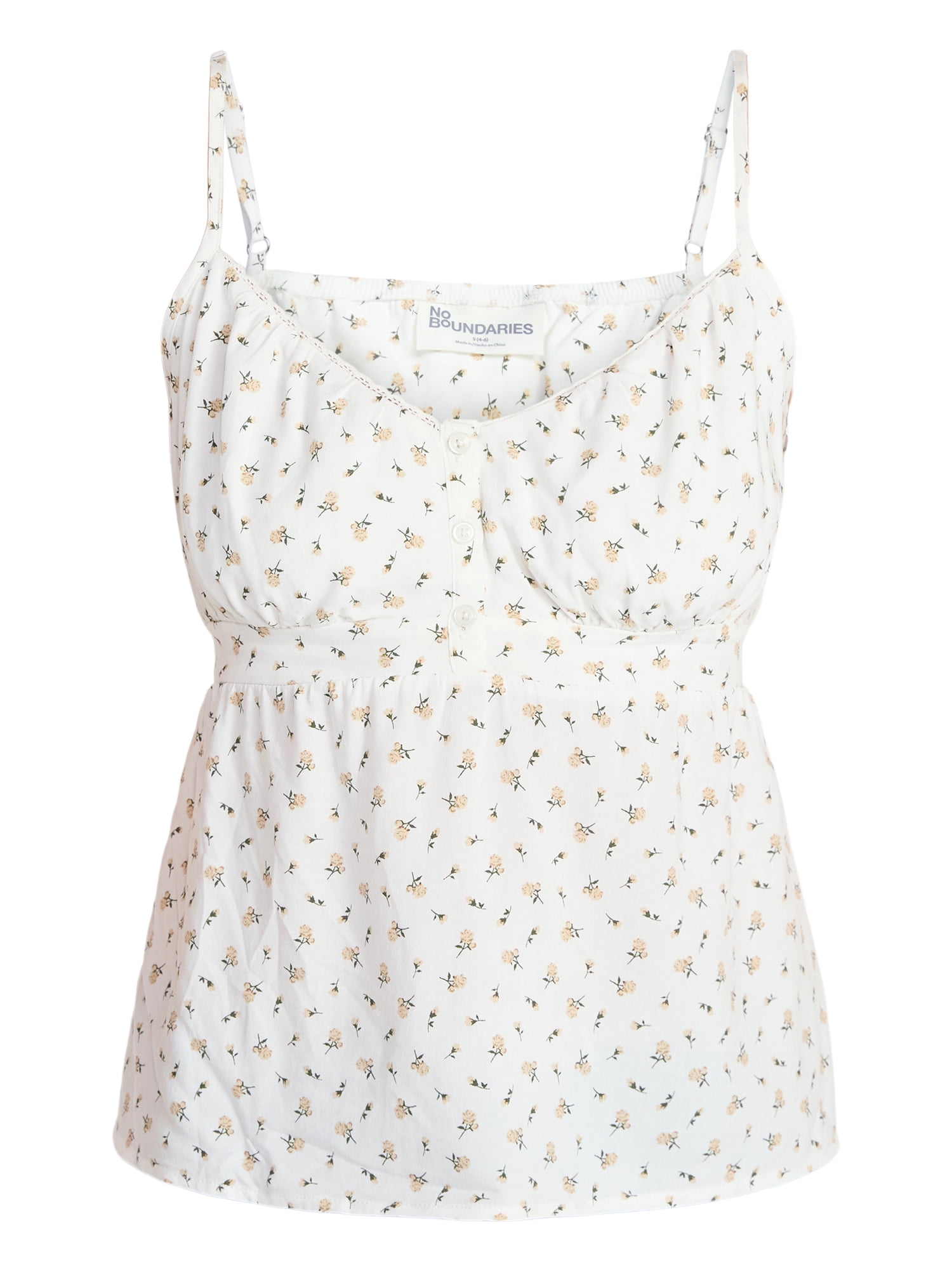No Boundaries Button Front Babydoll Cami, Women’s XXS-XXL