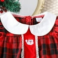 thumbnail image 5 of FAOWME Big Kids Girls Christmas Dress Flying Sleeve Peter Pan Collar Plaid Print Stylish Elegant Dresses For Daily Wear Red 9-12 Months, 5 of 9