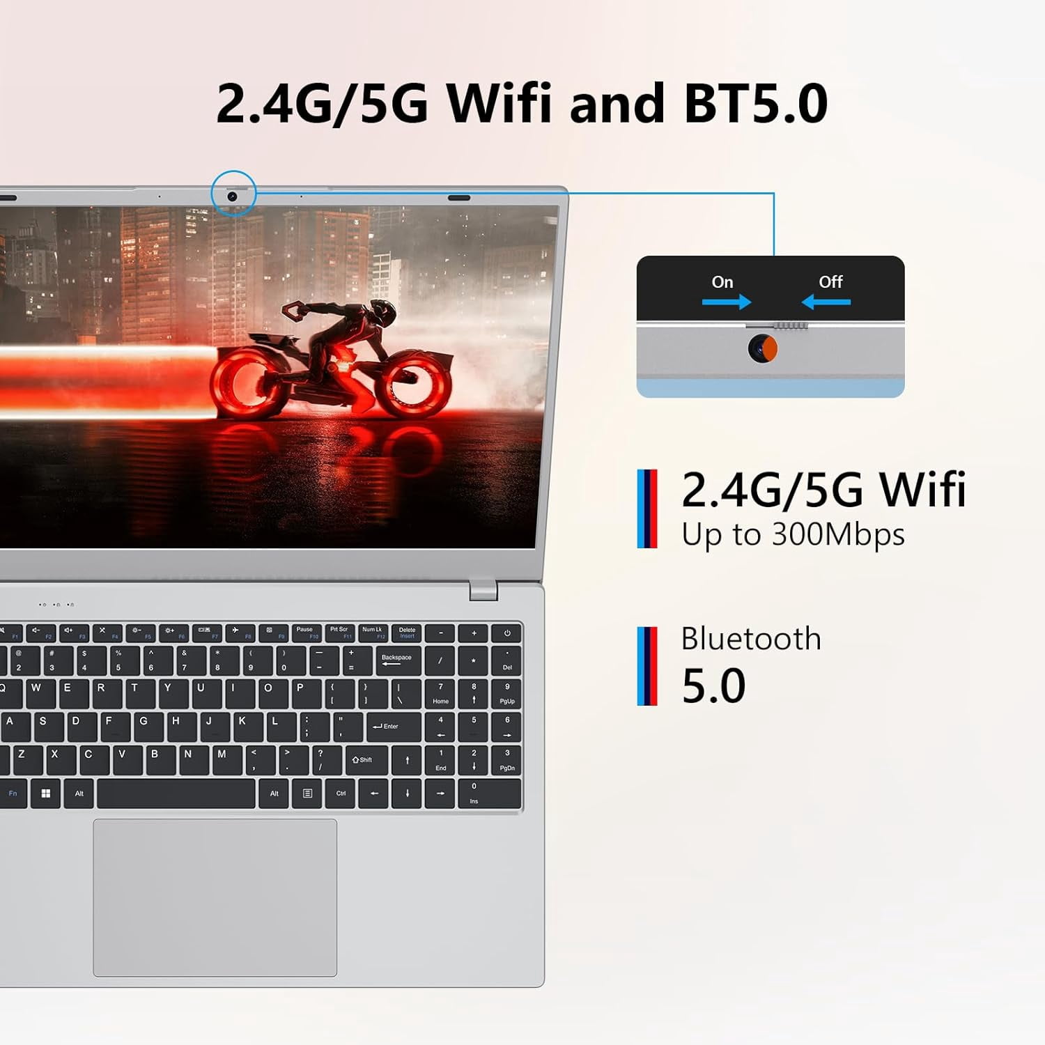 15.6" Laptop Computer Intel Pentium Gold 6500Y up to 3.4GHz 16GB RAM 512GB SSD Full HD Display Privacy Camera WiFi5 Portable Office Notebook for Work and Study
