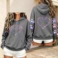 thumbnail image 4 of Staron Women's Hoodie Hooded Long Sleeve Graphic Hearts Casual Crewneck Sweatshirt Loose Cute Pullover Hoodies Tops Dark Gray L, 4 of 6