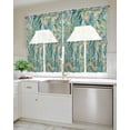 thumbnail image 4 of Turquoise Kitchen Curtains Swag Valance and Tier Curtains Set 24 Inch Length, Modern Geometric Marble Abstract Art Rod Pocket Drape Panels Pair Swag Curtains for Bathroom/Cafe/Window, 4 of 6
