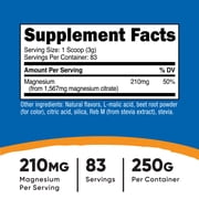 Nutricost Magnesium Citrate Powder (Fruit Punch, 250 Grams) - Non-GMO Supplement