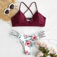 thumbnail image 2 of QLEICOM Womens Swimsuits Tummy Control Plus Size Swimsuit Coverup W Bikini Cut Flower Two Piece Swimsuit Pushups Swimwear Beachwear Wine L, 2 of 7