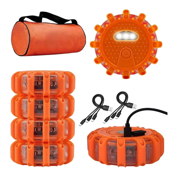 High Visibility LED Emergency Warning Strobe Light Kit with Rechargeable Battery for Vehicle Roadside Hazard Signaling