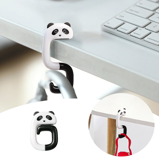 Support de Sac d'Installation de Bureau avec Design de Panda Mignon Pliable et Support de Casque à Forte Charge Crochet sous la Table Support de Sac à Dos de Bureau Pinces Vice Pince de Menuiserie Robuste Coin Vis