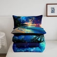 thumbnail image 5 of Manfei Cartoon Ocean Waves Queen Comforter Set,Pretty Sunset Glow Comforter Sets Queen,Multicolor,Black Reversible,3-Piece,1 Comforter and 2 Pillowcases, 5 of 8