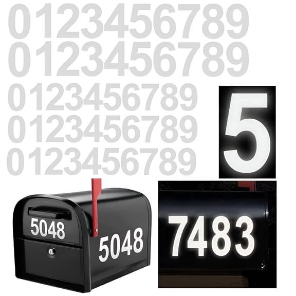 CCOCC 5 Sets Reflective Mailbox Numbers 0-9 for Outside Self Adhesive Digital Stickers(4")