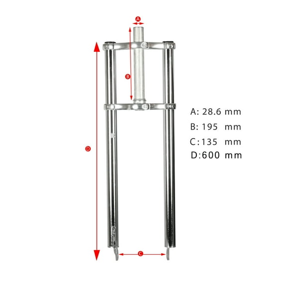 Tracer Adjustable 1-1/8" Bike Fork Triple Tree Threadless,28.6mm,Chrome,Disc Brake,Alloy,for Chopper Beach Cruiser Bike