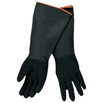 HAWK (2 Pair) 18" (45.7 cm) Black Heavy Rubber Gloves | Size Extra Large (XL) | Crinkle Finish | Rolled Cuff | Designed To Provide Extra Protection