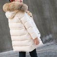 thumbnail image 7 of Cethrio Girls Puffer Jackets Size 7-8, Zip up Thickened Windproof Mid-length Winter Coats Beige Size 7-8, 7 of 7