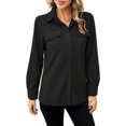 thumbnail image 4 of Womens Corduroy Shackets Jacket Plus Size Long Sleeve Button Down Retro Shirts Blouses Tops With Chest Pocket S, 4 of 4