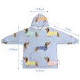 thumbnail image 7 of Colorful Funny Dachshund Blanket Hoodies for Kids 6-13YR Oversize Wearable Blanket Hoodies for Boys Girls Teens, 7 of 7