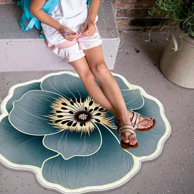 Offre Spéciale! Tapis de Salon en Forme de Fleur Simple Grande Surface Lavable Tapis de Chambre Lavable Tapis Absorbant Maison
