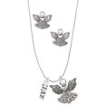 thumbnail image 1 of Delight Jewelry Navy Silver tone Guardian Angel Charm Necklace and Stud Earrings, 1 of 4