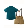 thumbnail image 3 of CARETOO Toddler Boys Clothes Suit Short Top Shirt Bowtie Suspenders Shorts 12M-5T Formal Outfits, 3 of 8
