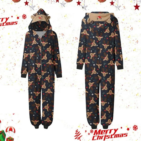 

Haxmnou Christmas Family Matching Pajamas Cute Big Headed Deer Print Pjs Plaid Long Sleeve