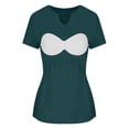 thumbnail image 6 of Plus Size Tees For Women V Neck Short Sleeve Built In Bra Pullover Tops Summer Casual Loose Basic T Shirts (XL, Navy), 6 of 7