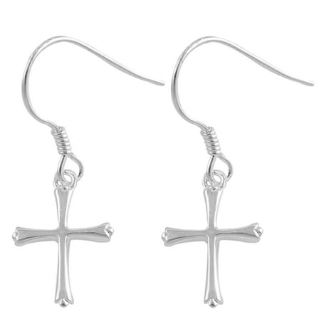 Sterling Silver High Polish Cross Traditional Earrings 925 New Jewelry Female Unisex