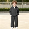 thumbnail image 5 of RMGVDSD Boys Clothes 2 Piece Fashion Fall Outfits Quarter Zip Hoodie Sweatshirts Wide Leg Sweatpants Solid Color Sweatsuit Sets With Pockets 6-7 Years, 5 of 7