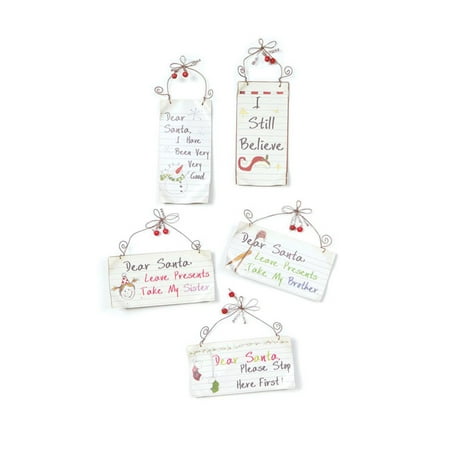 - Club Pack of 10 White and Red Dear Santa Note Christmas Ornaments 7
