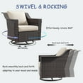 thumbnail image 5 of Meetleisure Patio Swivel Wicker Chair, Outdoor Rattan Rocking Chairs with Thickened Cushions for Backyard Porch Deck, Metal Rocking Frame, 5 of 9