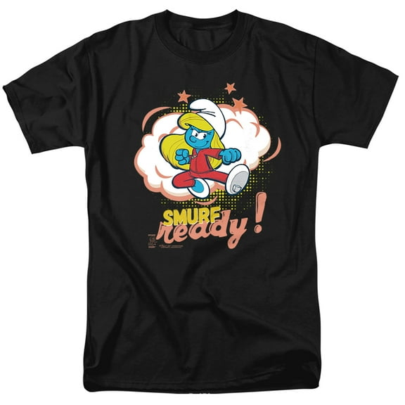 The Smurfs Smurfette Smurf Ready Unisex Adult T Shirt (Large) Black