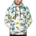 thumbnail image 4 of KLL Watercolor Leaves Print Mens Hoodie Long Sleeve Casual Pullover Hooded Sweatshirt Fashion Drawstring Hoodies with Pocket-Large, 4 of 6