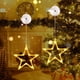 thumbnail image 1 of Luces navideñas con forma de estrella LED, guirnalda de luces para ventanas, funciona con pilas y con ventosas, color blanco cálido, 1 of 6